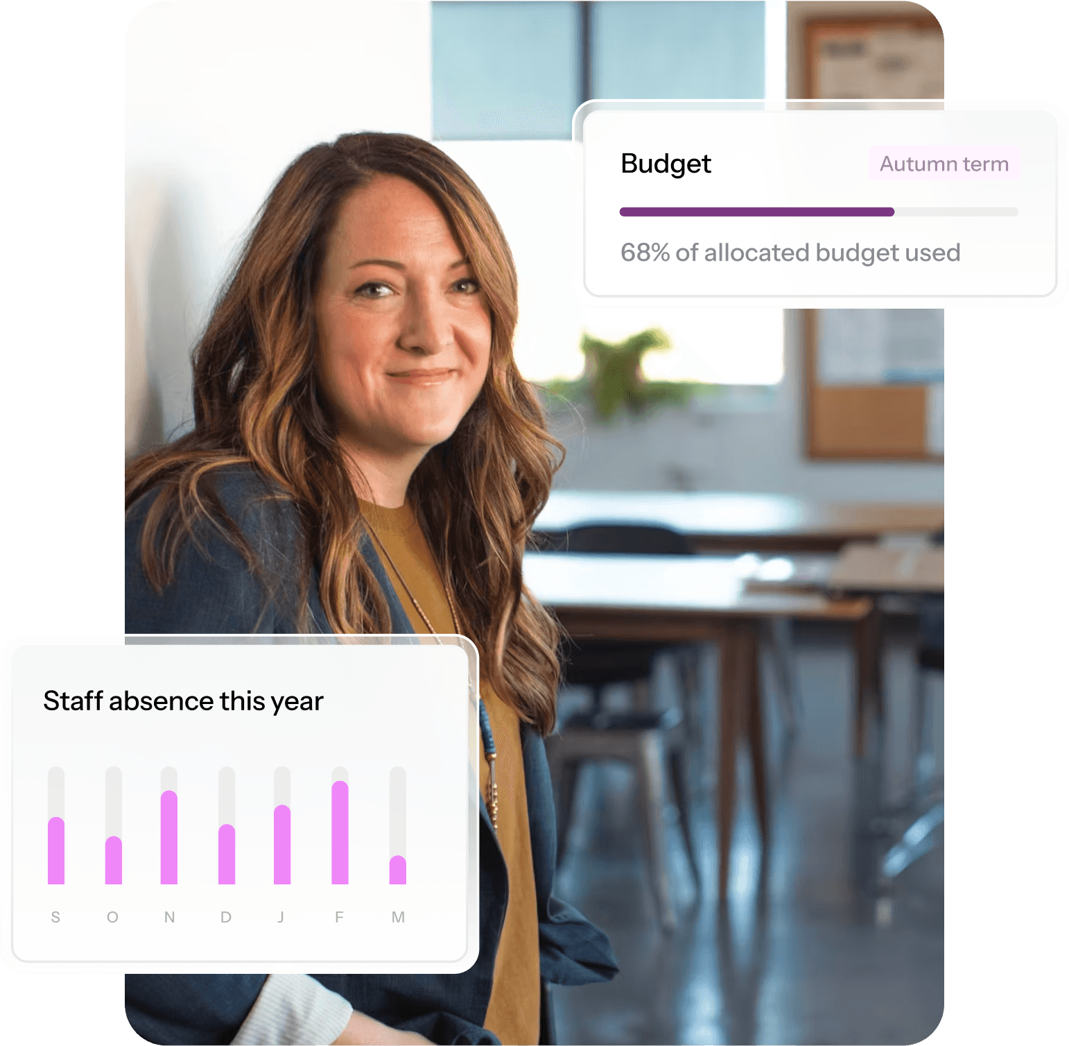 A school leader standing in a school office