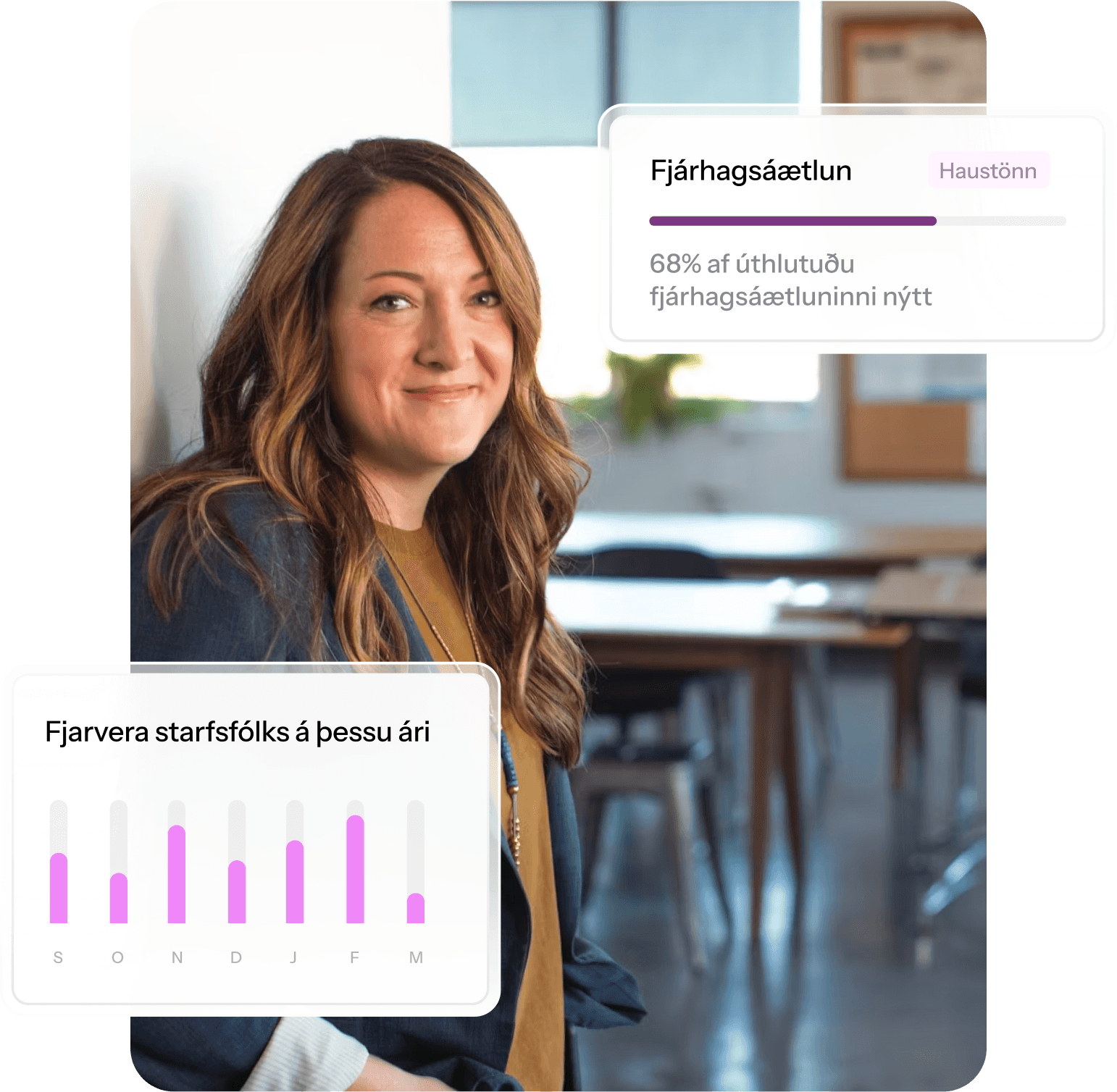 Skólastjórnandi í skrifstofu skólans